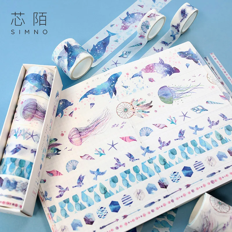 8 шт/лот милая лента с Фламинго Васи Kawaii зимняя маскирующая лента, декоративная японская самоклеящаяся лента, канцелярские товары