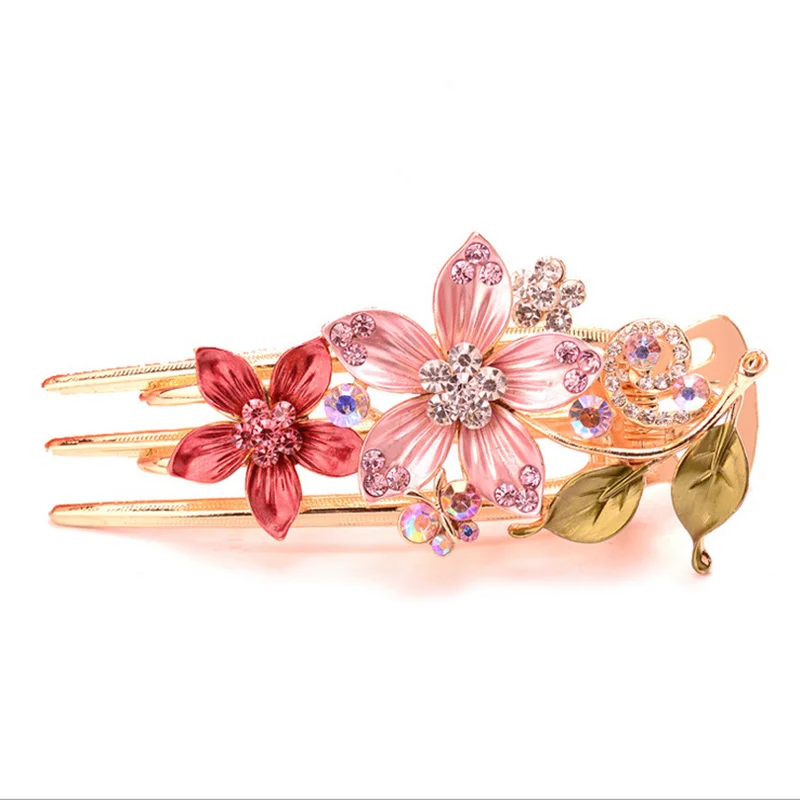 luxurious name Roses Super multi Cubic Zirconia Multicolor Barrettes Fashion hair combs For women Free shipping 002 | Украшения и