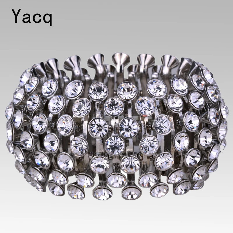 YACQ Эластичный Браслет манжет античный золотой серебристый цвет с кристаллами