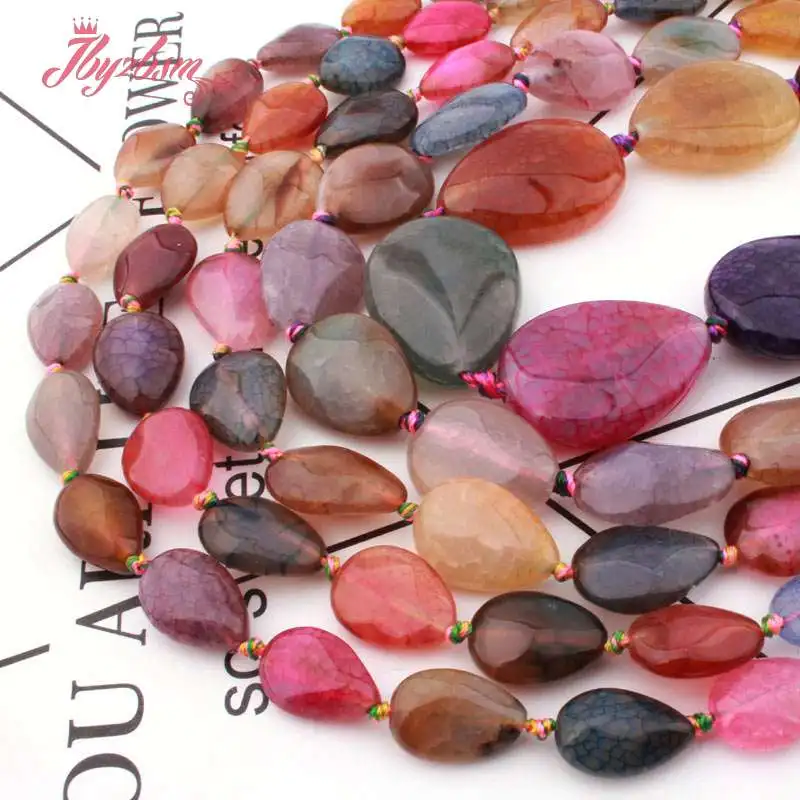 

22x30,15x20mm Faceted Drop Bead Multicolor Cracked Agates Stone Beads For DIY Necklace Bracelet Jewelry Making 15" Free Shipping