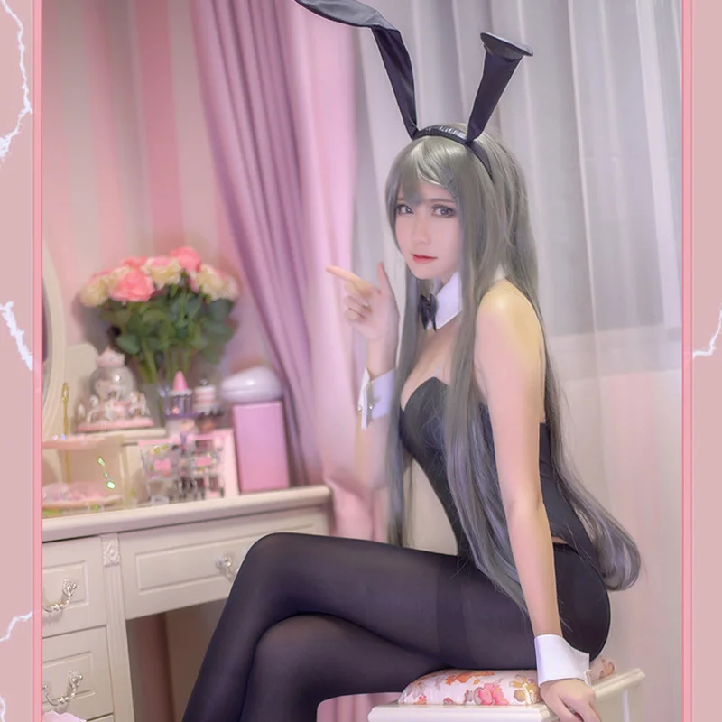 Женский костюм для косплея Coshome с париком Seishun Buta Yarou wa Bunny Girl Senpai no Yume wo Minai|Костюмы