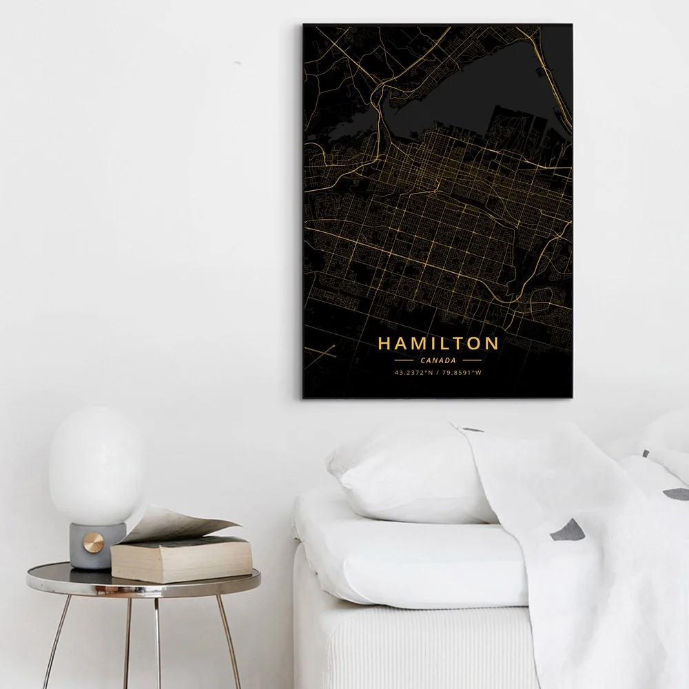 Гамильтон Китченер Галифакс Карта города Канады Золотая карта холст