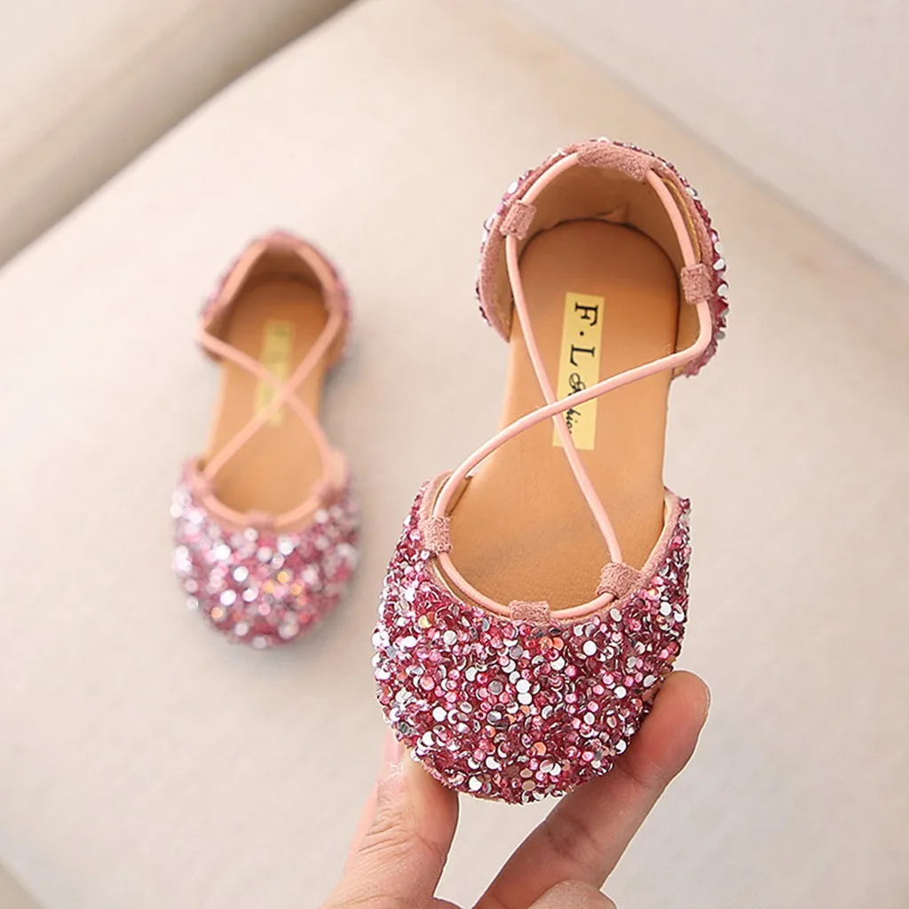 Летние детские сандалии для маленьких девочек Милые принцессы с блестками