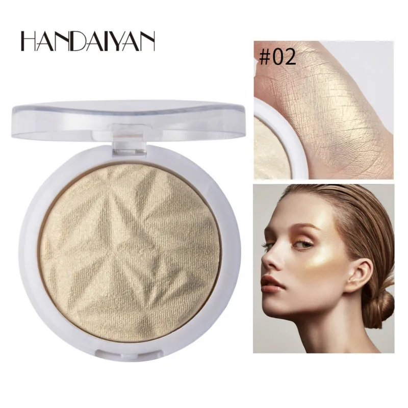 2 HANDAIYAN 6 Colors 3D Shimmer Highlighter Face Powder Palette Face Base Shine Makeup Natural Professional Powder Shimmer Makeup - Цвет: 2