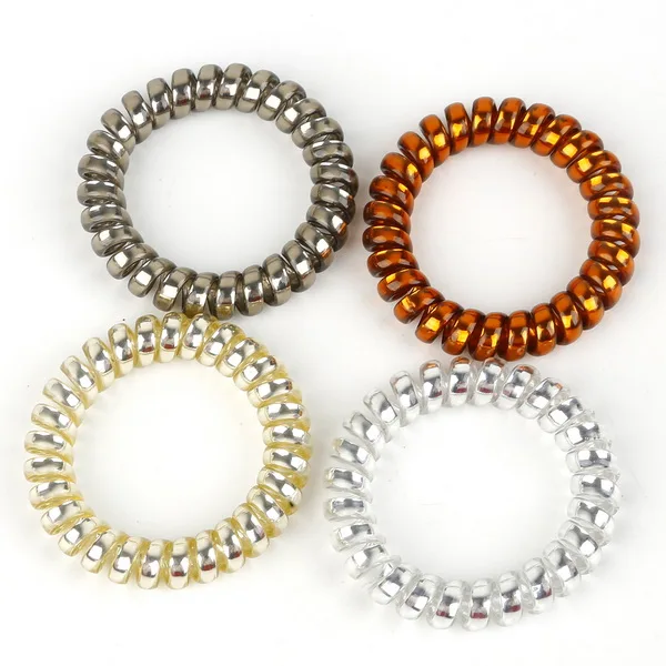 4pcs lot Диаметр 5 cm Смешанные Цвет Пластик телефонная линия Карамельный цвет резинка-пружинка для волос кольцо DIY Женская повязка на голову эластичная повязка для головы с нахлестом - Цвет: 4pcs lot