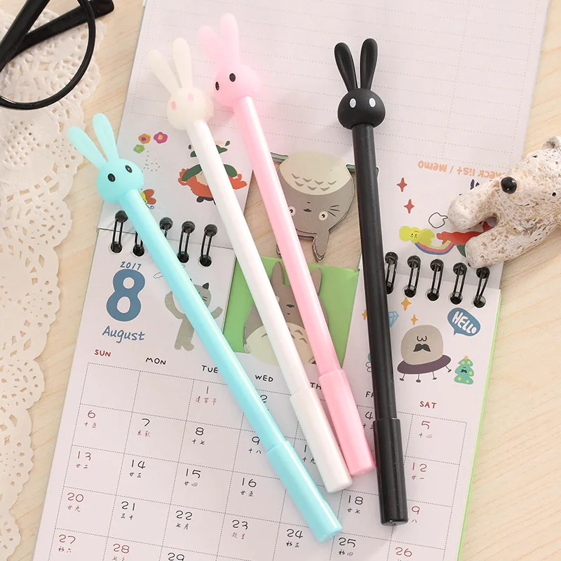 

4 pcs/Lot New Cute Colorful Jelly Rabbit-Head-Shaped Gel Pen for School & Office