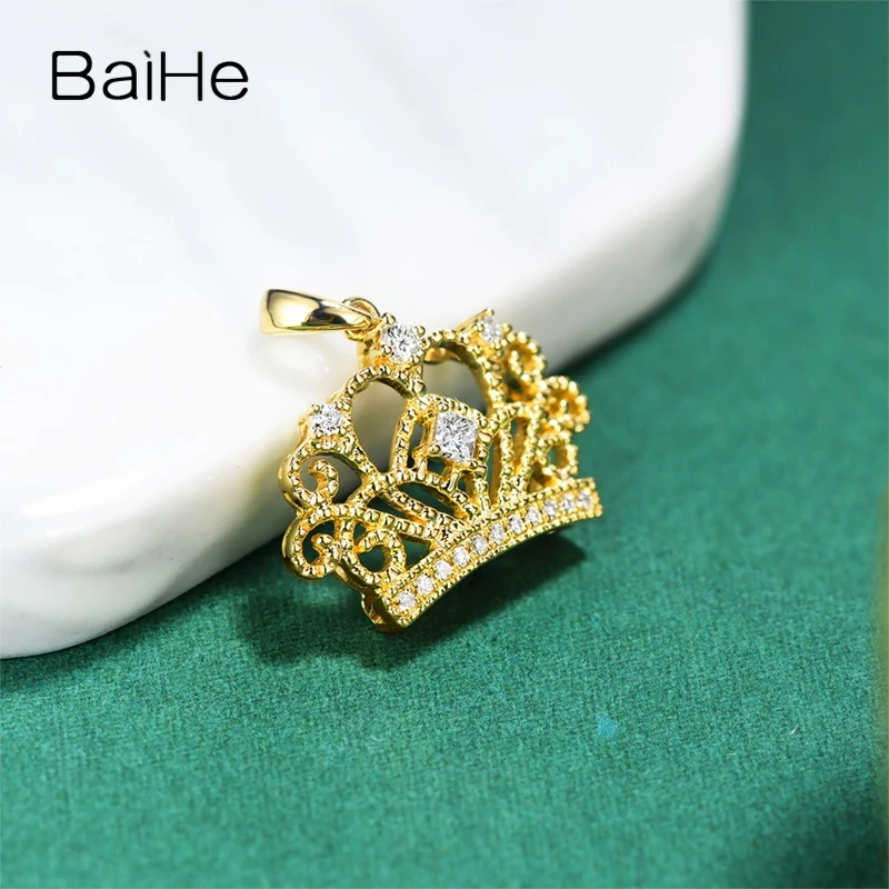 BAIHE однотонное 14K желтое золото H/SI натуральные бриллианты модные свадебные