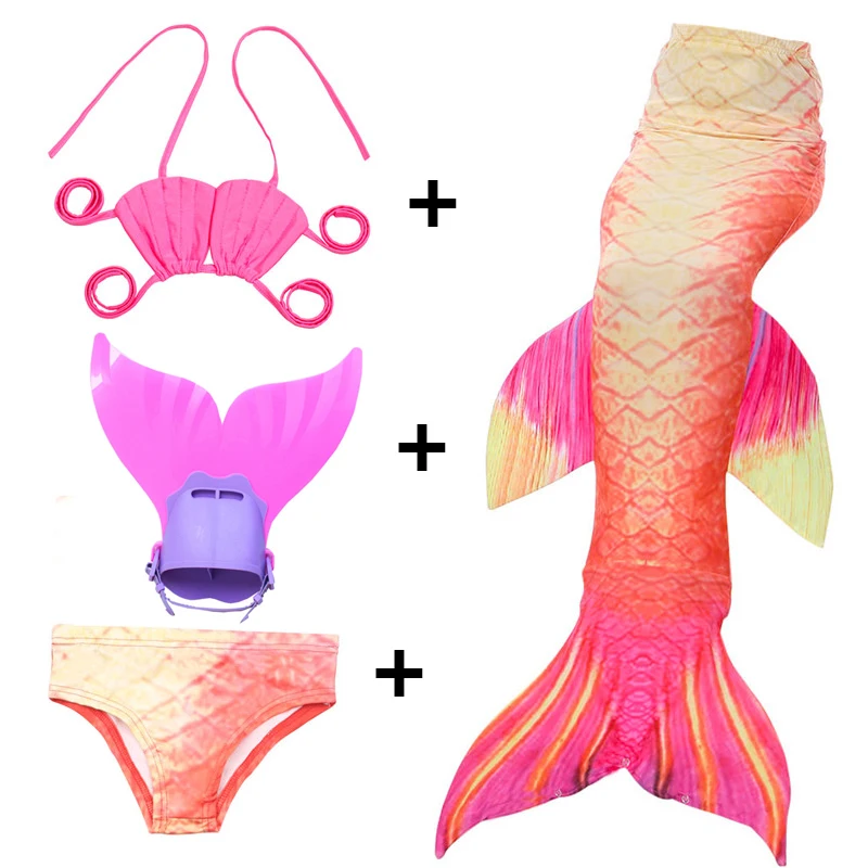 children mermaid tail with monofin kids girls swimming mermaid tail mermaid costumes swimsuit flipper for girls free global shipping