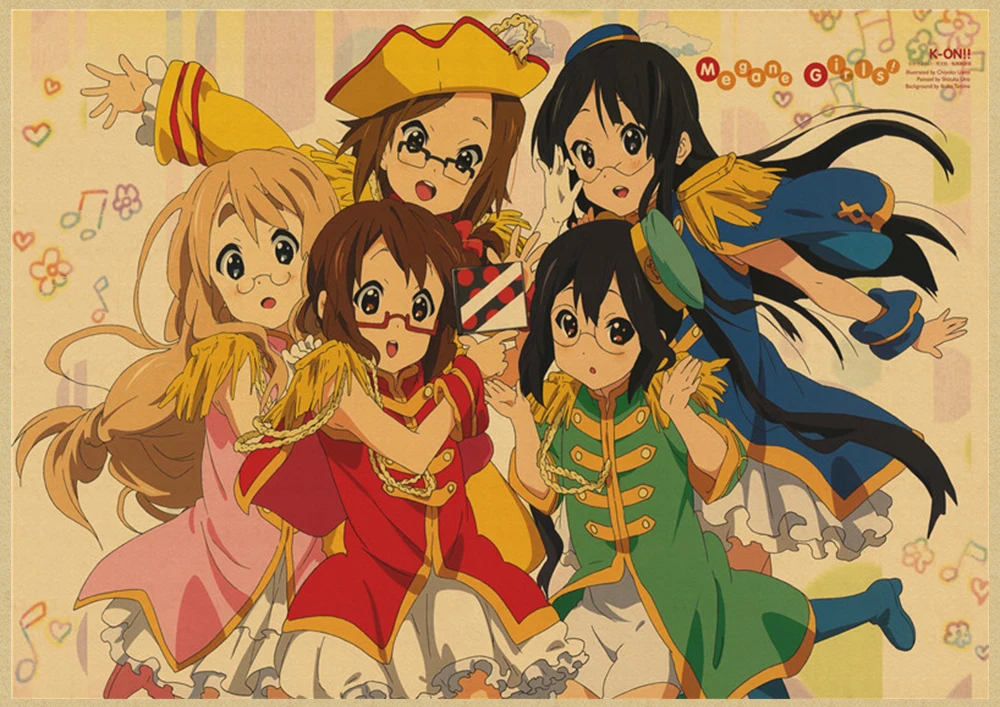K-ON плакат из крафт-бумаги стикер стены японского аниме плакат из крафт-бумаги s домашний декор комнаты крафт-бумаги наклейки на стену