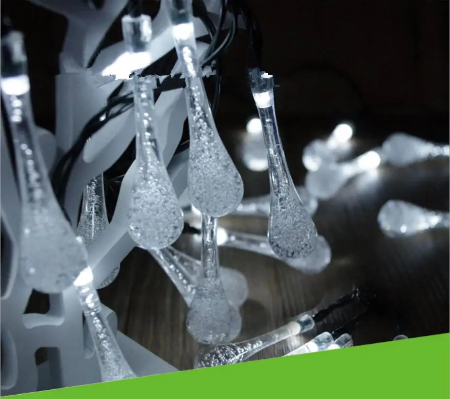 

20LED сосулька на солнечных батареях гирлянда для дождя сказочные огни для наружного сада патио Рождественская елка Праздничная вечеринка