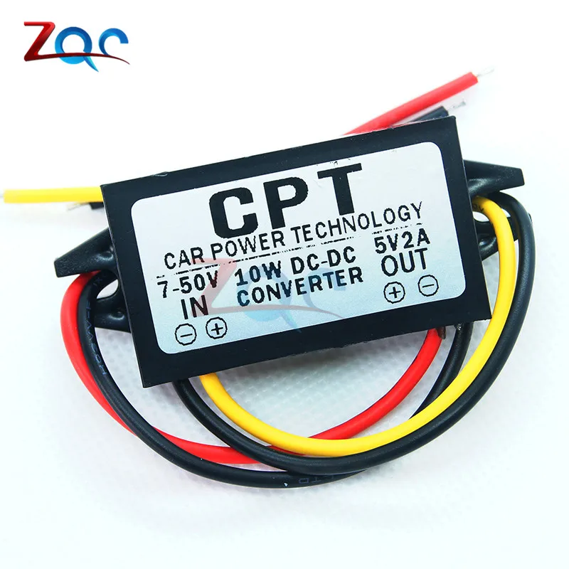DC-DC 7-50 в до 5 В 2 а 10 Вт автомобильный преобразователь питания Micro Mini USB понижающий адаптер питания с низким нагревом и автоматической защитой
