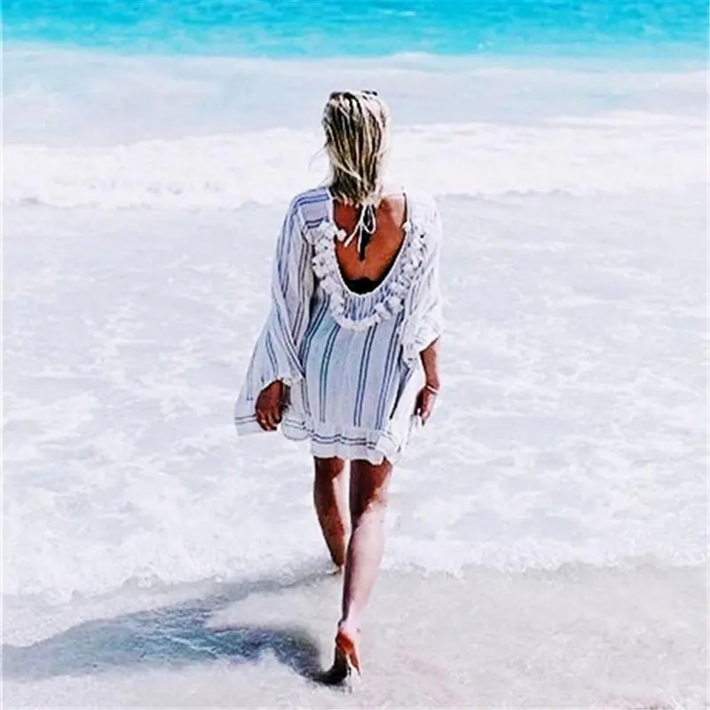 Модное пляжное платье хлопковая туника женская летняя пляжная одежда купальник