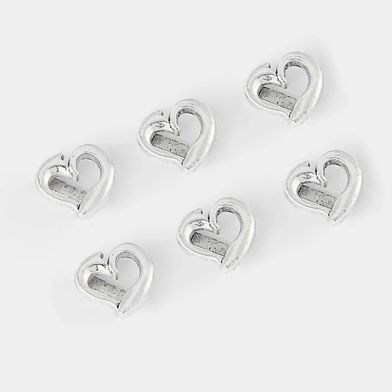 10pcs Hollow Heart Slider Spacer For Flat Leather Cord Bracelet Necklace Making DIY Fashion Jewelry Findings | Украшения и