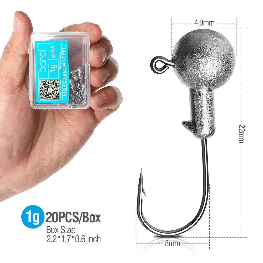 20pcs 1g DONQL 20 шт./компл. Lead Jig Head рыболовный крючок для Мягкая приманка в виде червей Воблер рыболовный крючок 1g-20 г колючая Одиночная карп рыболовные крючки Снасть - Цвет: 20pcs 1g