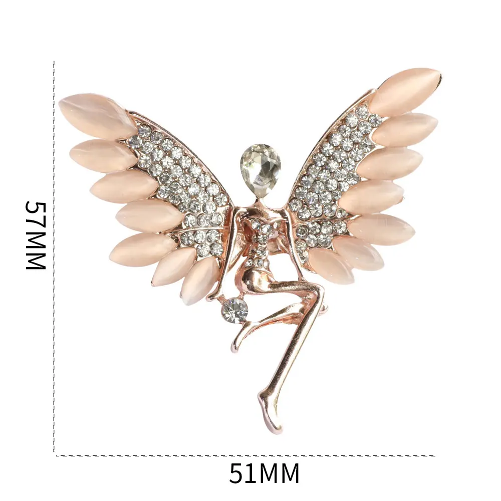 PULATU Classic Angel Brooches for Women Alloy Metal Mosaic Opal Crystal Rhinestone Brooch Pins Fashion Elegant Pin Birthday Gift | Украшения
