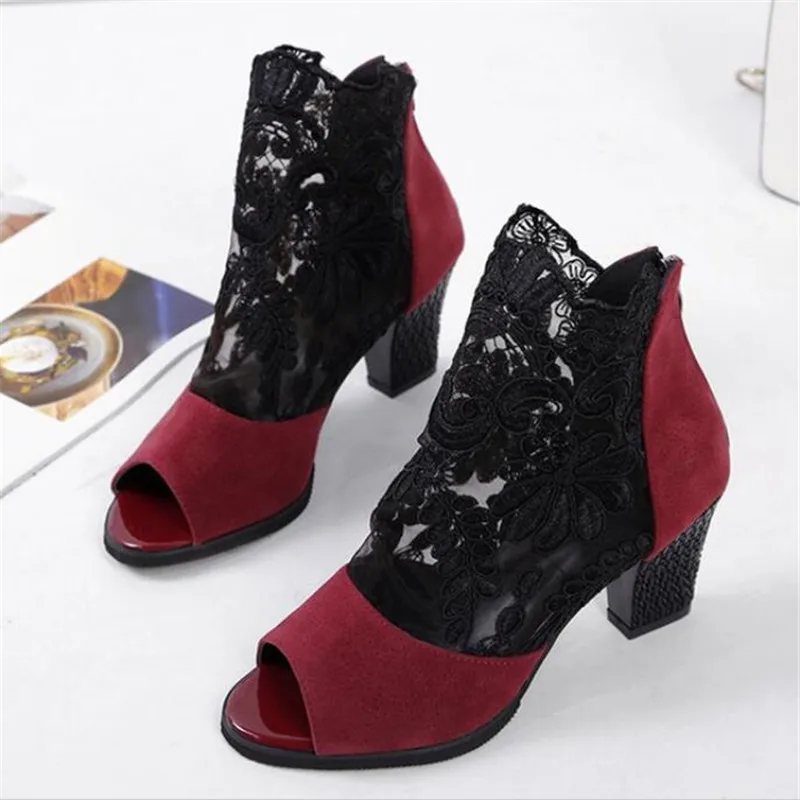 

New popular explosion large size female sandals comfortable fish mouth thick with high heels fashion mesh casual women's sandals