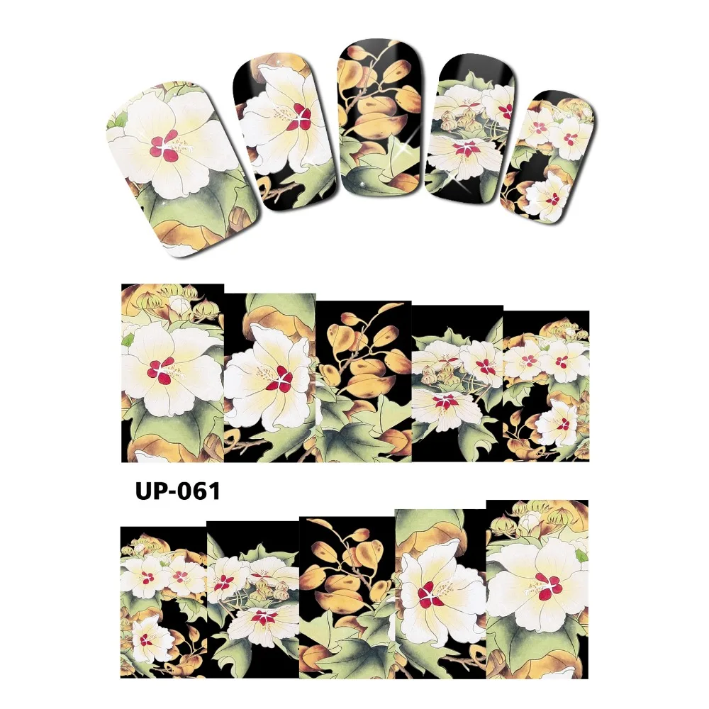UPRETTEGO NAIL ART Красота татуировки переводная наклейка слайдер Вода Цвет Живопись мускус Роза перивинкл Роза Шарона UP061-066