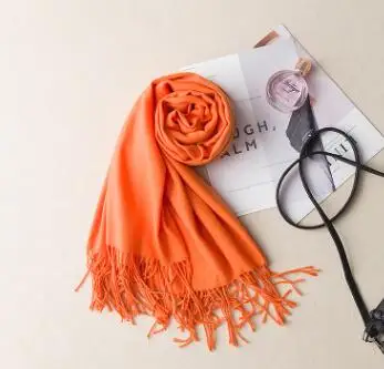 orangeyellow Горячая Распродажа, Новая мода, кашемировый шарф унисекс, одноцветные простые шарфы с кисточками, женский зимний теплый шарф,, DWA638 - Цвет: orangeyellow
