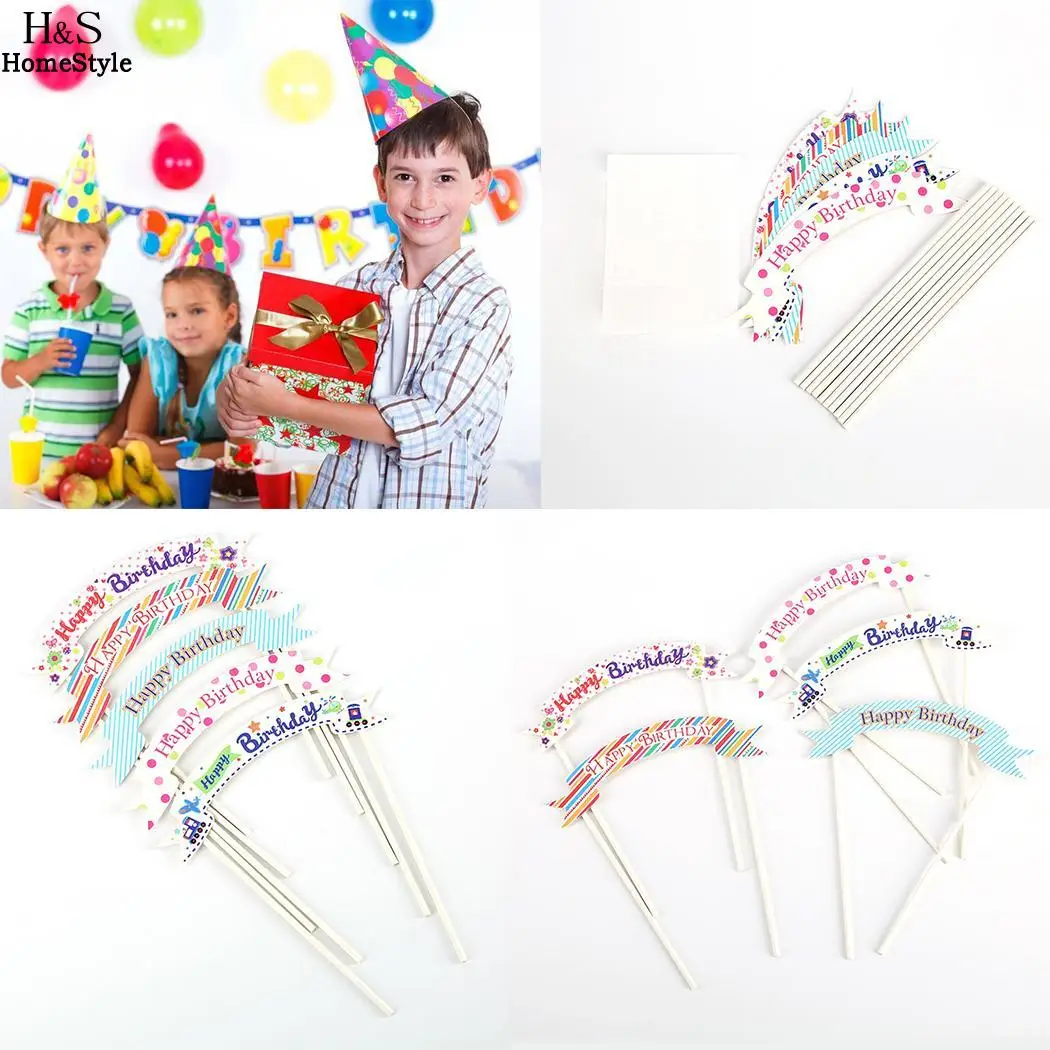 Inserted Cake Cute Creative Cards Birthday Small Flags |