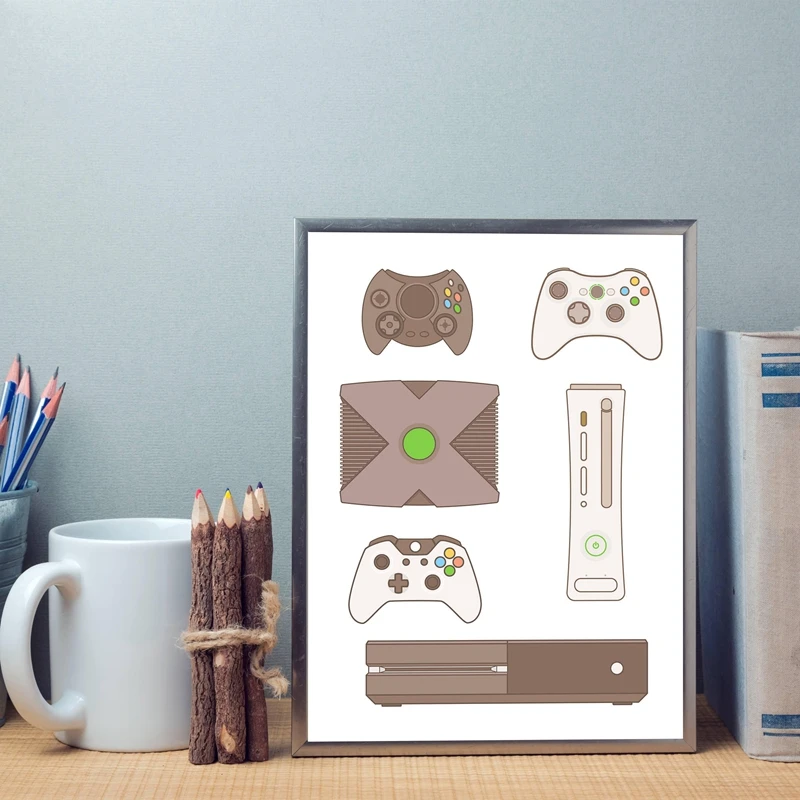 Игровой контроллер для Xbox Раскрашивание на холсте настенная живопись видеоигра