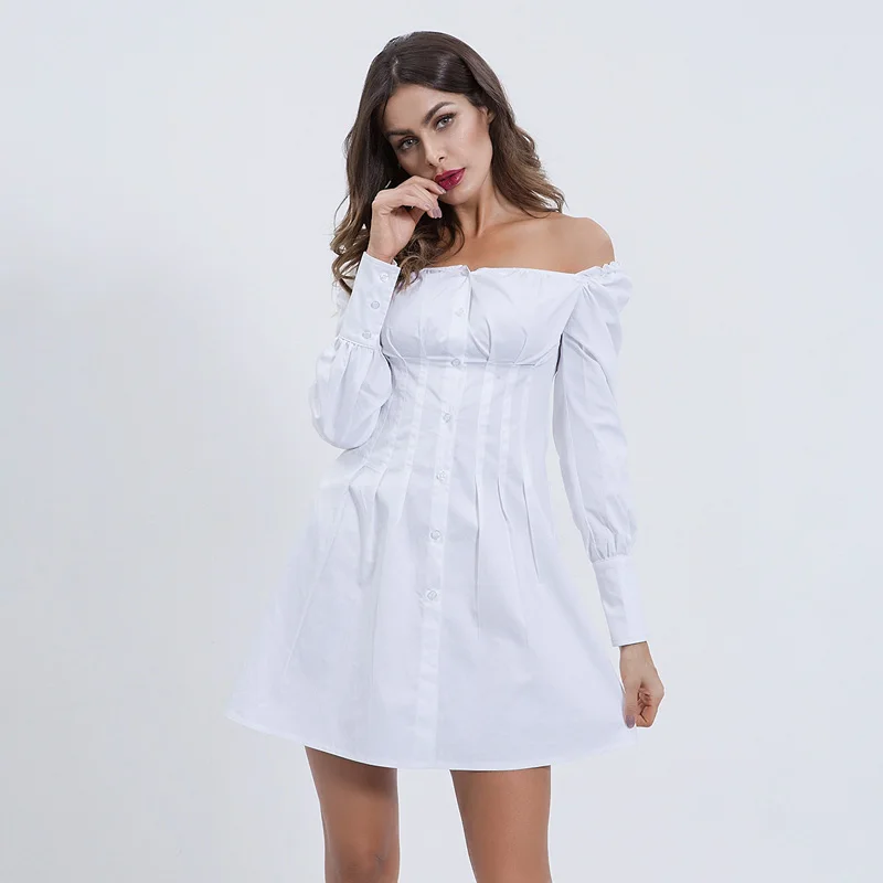 Женское облегающее платье Lychee однотонное выше колена с открытыми плечами