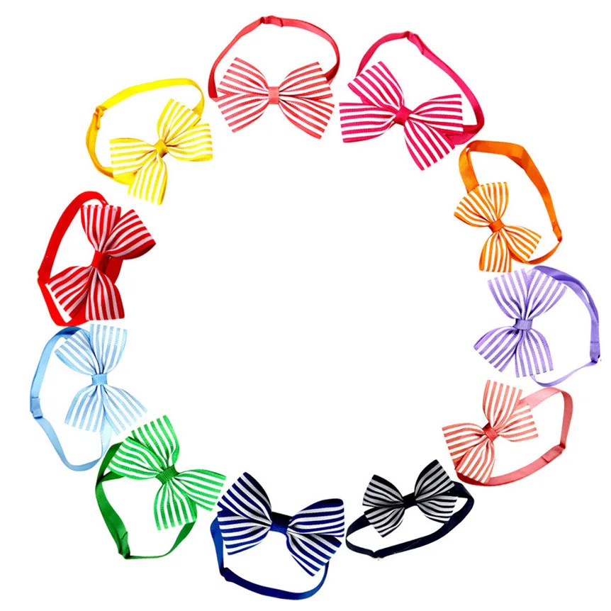 Милый регулируемый галстук бабочка в полоску для собаки щенка кошки ленты