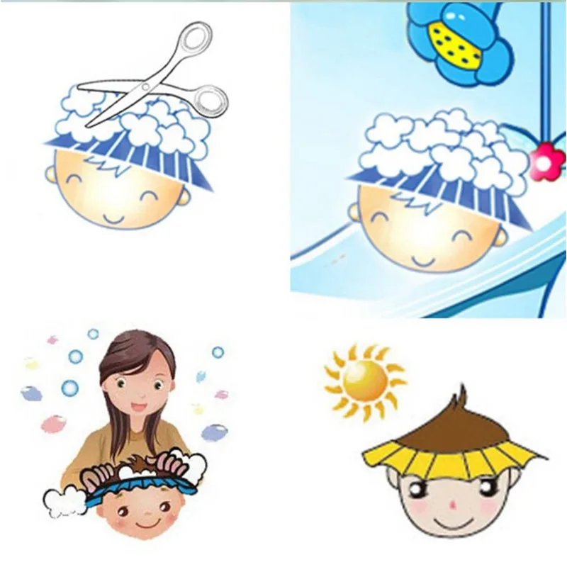 3 шт./лот безопасный Water Proof детей Шапочки для ванной детские дети Для ванной душ Кепки Регулируемая Baby Shower шапка Шапочки для ванной Детские мыть волосы щит