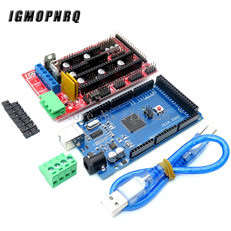 Mega 2560 R3 CH340+ 1 шт. RAMPS 1,4 контроллер+ 5 шт. A4988/DRV8825 модуль шагового драйвера+ 1 шт. 12864 контроллер для 3d принтера комплект