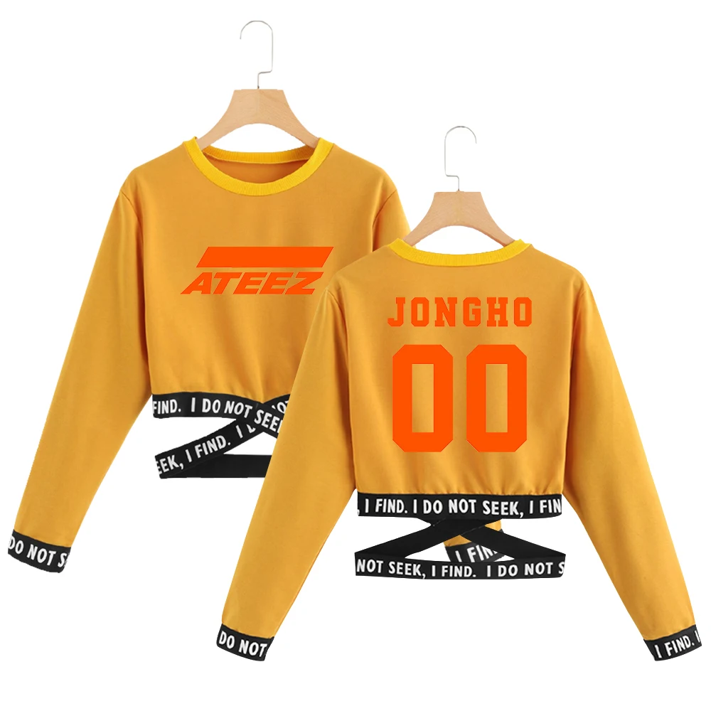 ATEEZ kpop укороченная толстовка с круглым вырезом модные короткие толстовки сексуальный пуловер в стиле хип-хоп с принтом оверсайз ATEEZ сексуальная одежда для женщин