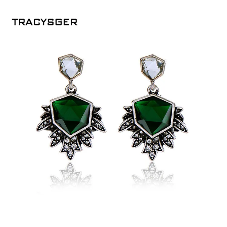 AB-ed01379/TRACYSGER/Преувеличение нерегулярные серьги с изумрудом | Украшения и