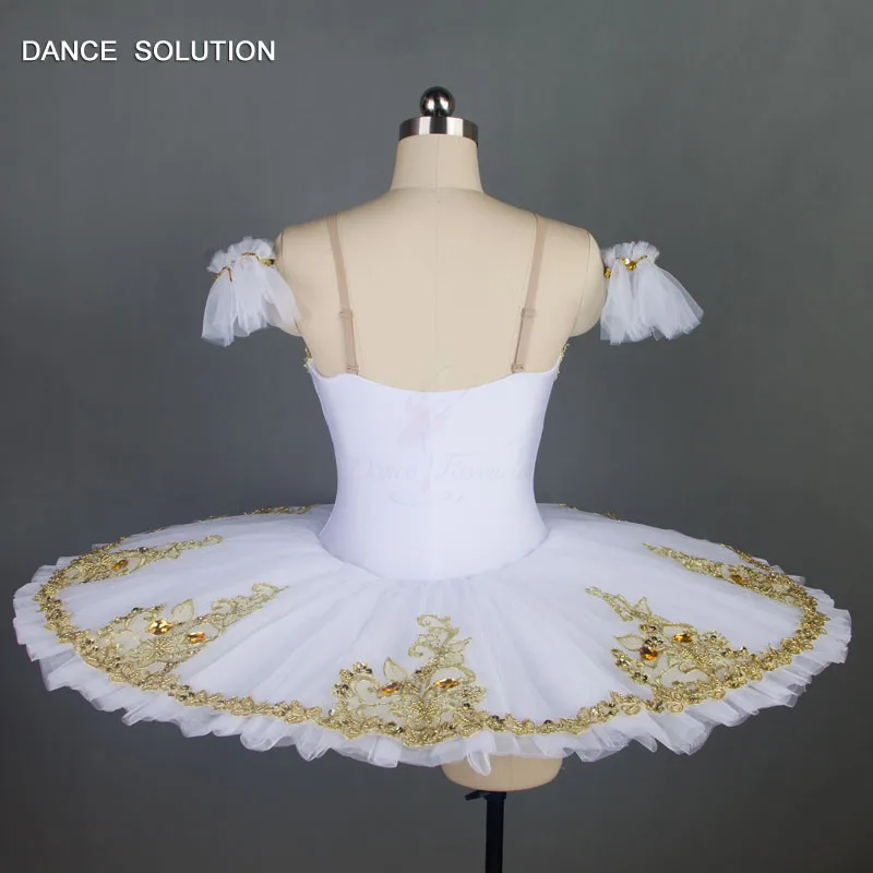 Профессиональные Балетные танцевальные костюмы-пачки белого и золотого цвета