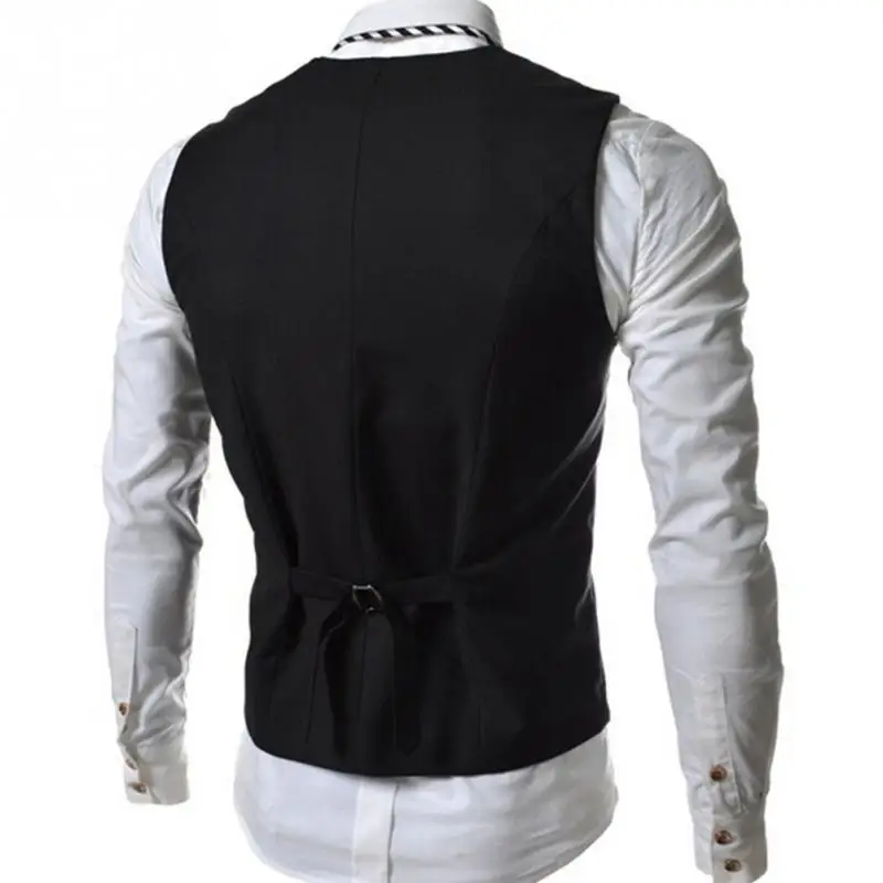 

Pop New Men Causal Slim Sleeveless Formal Coat Business Suit Vest Waistcoat Wine Red/Black/Blue Size M-XXL
