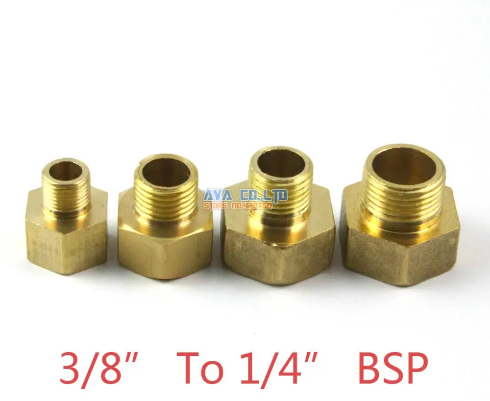 10 шт. латунь 3/8 &quotЖенский до 1/4&quot Мужской BSP редукционный трубный фитинг адаптер