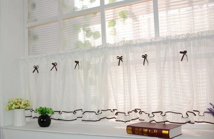 Красивый Кухонный занавес s с бантом короткое окно занавеска для гостиной