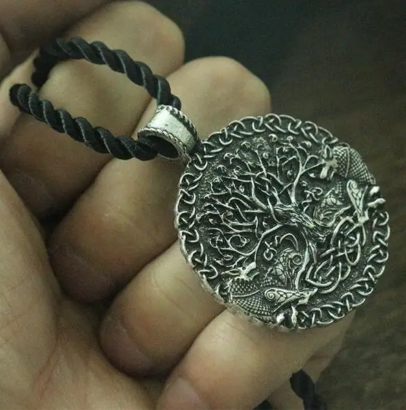rope chain Lanseis 1 шт., два волка, сигил, заказанный Кельт, волк, кулон, два волка, дерево жизни и мировое дерево, ювелирные изделия, викинги, мужское ожерелье - Окраска металла: rope chain