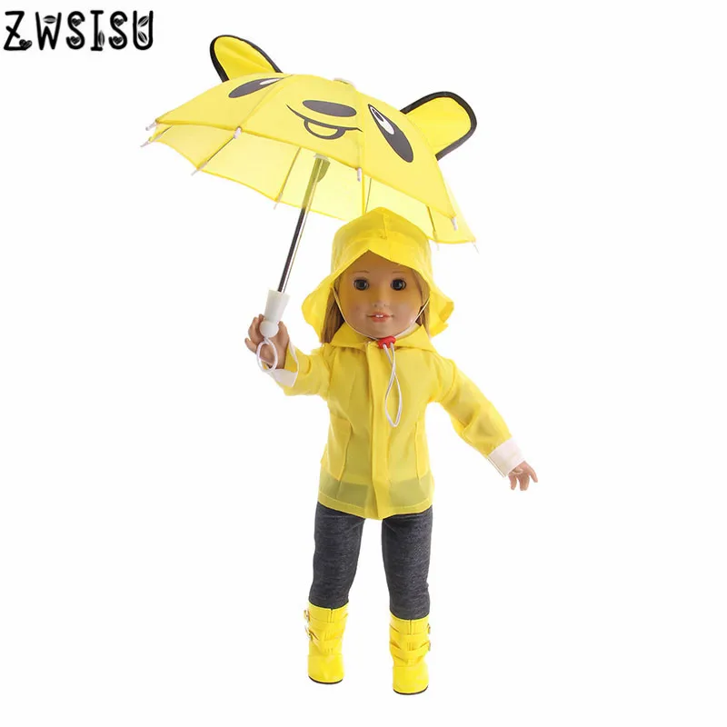 Кукольная одежда Rainset 6 шт. плащ+ футболка с короткими рукавами+ штаны+ Шапки+ туфли+ зонт подходит 18 дюймов американская кукла& 43 см для ухода за ребенком для мам Кукла-младенец аксессуары