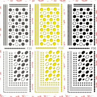 2 sheet polka dots empty solid round oval stars adhesive nail art stickers decals diy salon tips f305 gold silver black white