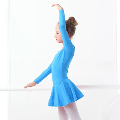 Blue Хлопковое платье для балета для маленьких девочек, детская одежда для балета, Одежда для танцев, тренировочная Одежда для танцев - Цвет: Blue