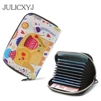 julicxyj brand cute cartoon elephant credit card bags holder fashion extendable id cards case wallet mini coin purse for women