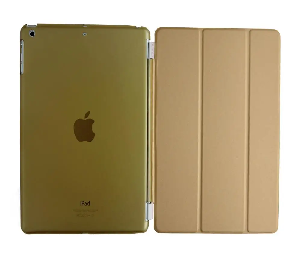 Чехол для Apple, iPad 9.7 искусственная кожа тонкая магнитная спереди Smart Cover кожи+ жесткий- сна проснуться интеллектуальные - Цвет: Gold-F-89