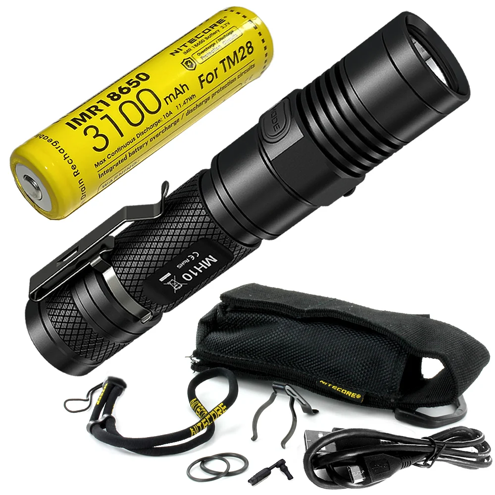 3100MAH IMR18650 Распродажа! NITECORE MH10 1000 люменов U2 светодиодный наружный перезаряжаемый портативный фонарик USB кабель для зарядки+ 1 аккумулятор 18650 - Испускаемый цвет: 3100MAH IMR18650