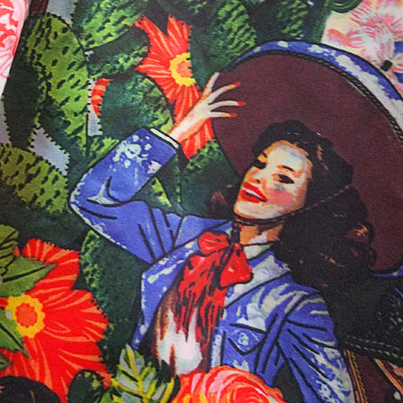 Free Shipping! (3yards/lot) Printing Top Fashion Oil Painting fabric allover complex work Luxuy printted Dress sewing Fabrics | Дом и сад