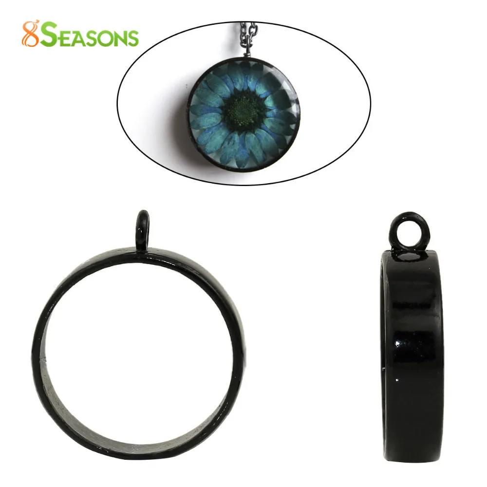 8 сезонов подвески из сплава на основе цинка с открытой спинкой Круглые черные 25x20