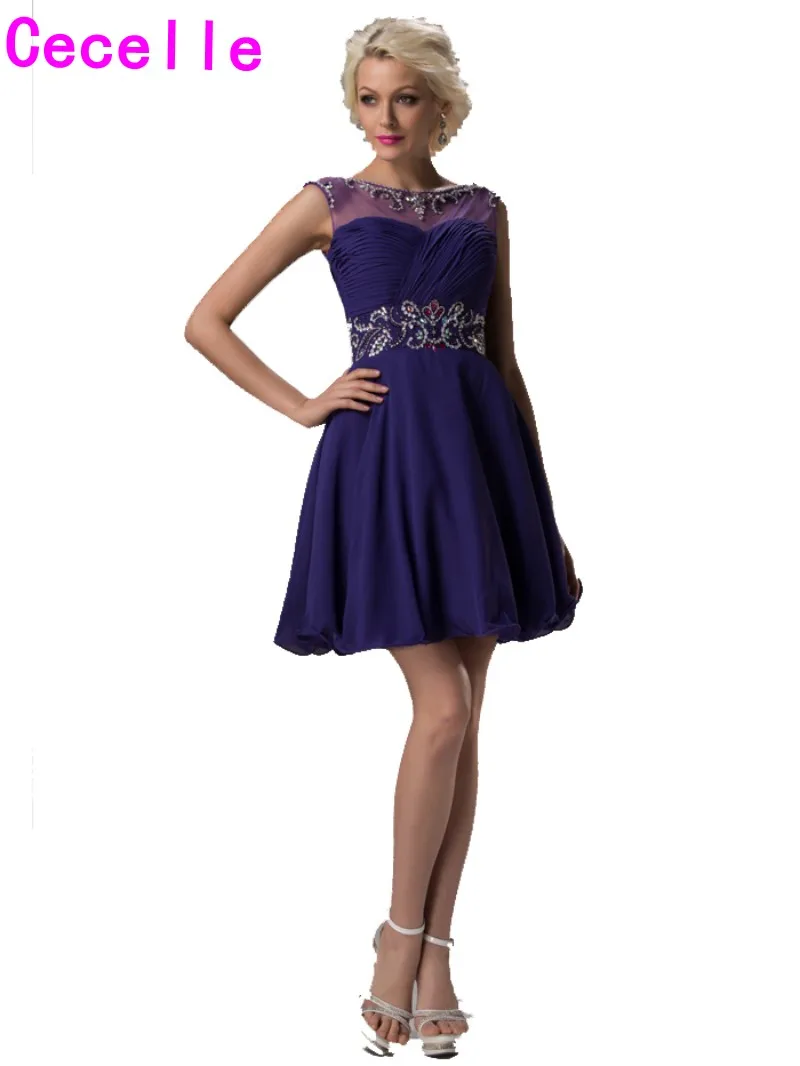 Реальные изображения Короткие бальные платья 2019 фиолетовый трапециевидной