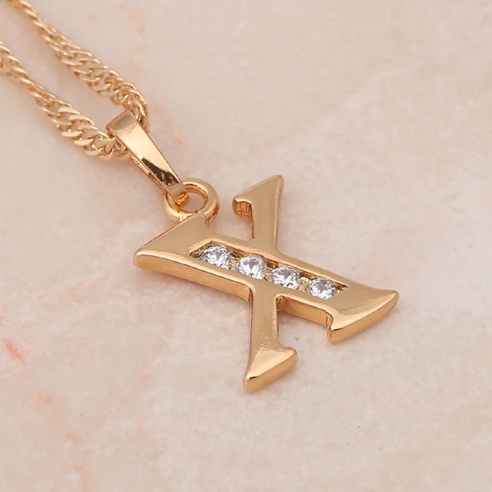 Ayowei Hot buying in Worldwide 26 Letters k Yellow gold tone crystal necklaces &amp pendants fashion jewelry LN156A for women | Украшения и