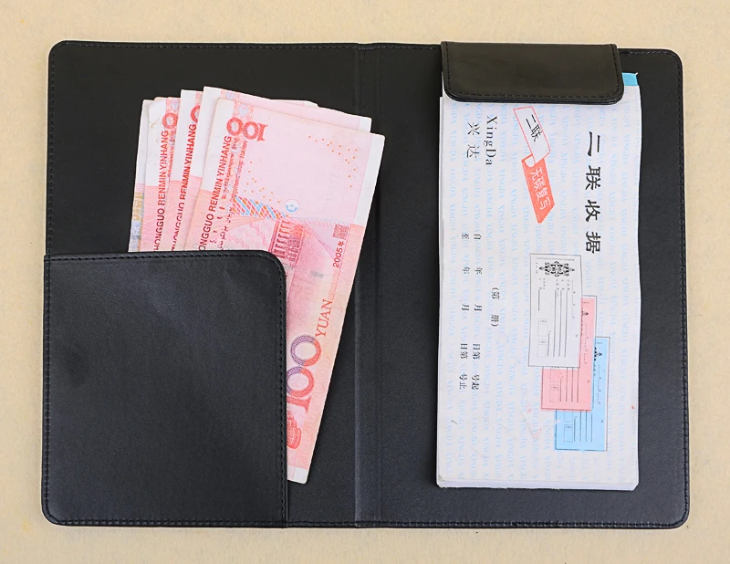 Больших размеров из искусственной кожи Ресторан Держатель чеков кошелек