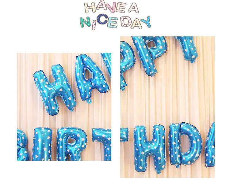 Английские буквы HAPPYBIRTHDAY 16 дюймов алюминиевая мембрана на день рождения 13
