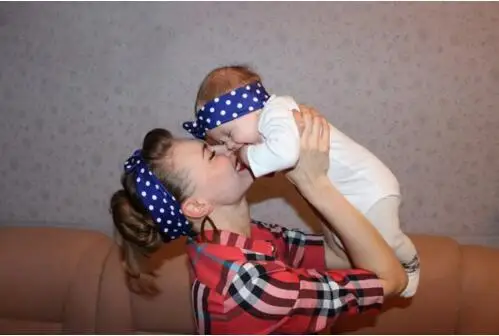 TWDVS Mom/Kids модная повязка на голову, эластичные резинки для волос с ушками для девочек, головные уборы для волос с бантом, хлопковые аксессуары для волос для женщин