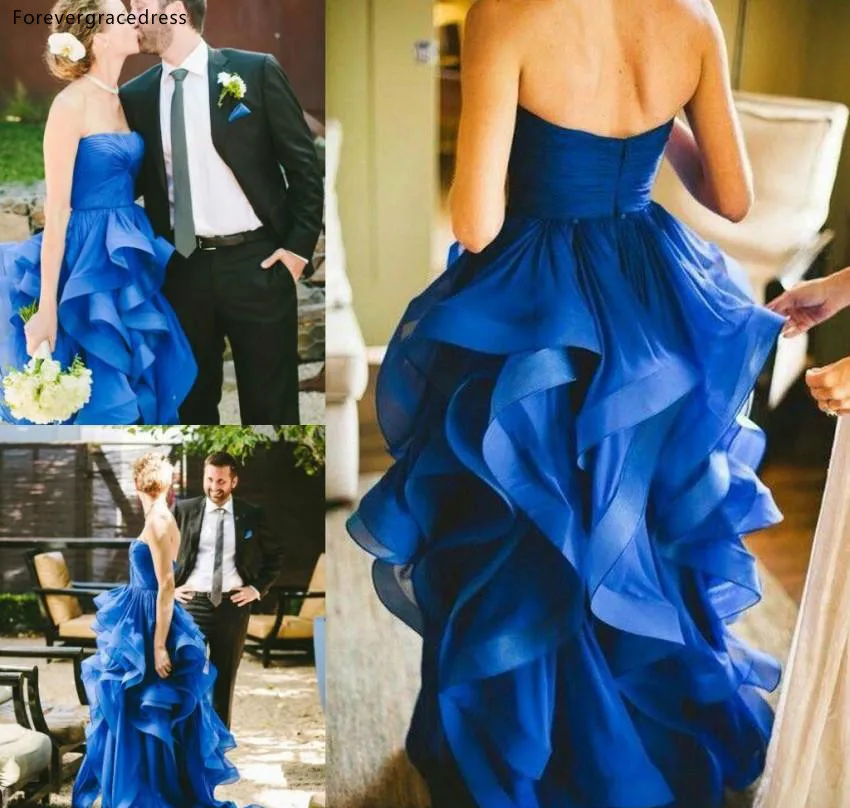 Недорогое Королевское голубое свадебное платье последняя модель без бретелек