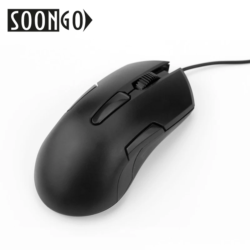 SOONGO компьютерная мышь, мини игровая черная оптическая мышь, USB Проводная мышь, эргономика для геймеров, офисных ПК, ноутбуков